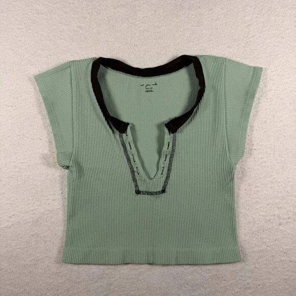 Urban Outfitters Tops - Out From Under Sage Green Ribbed Top | Contrast Trim Y2K Balletcore